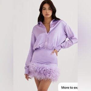 Orchid Satin Shirt Dress